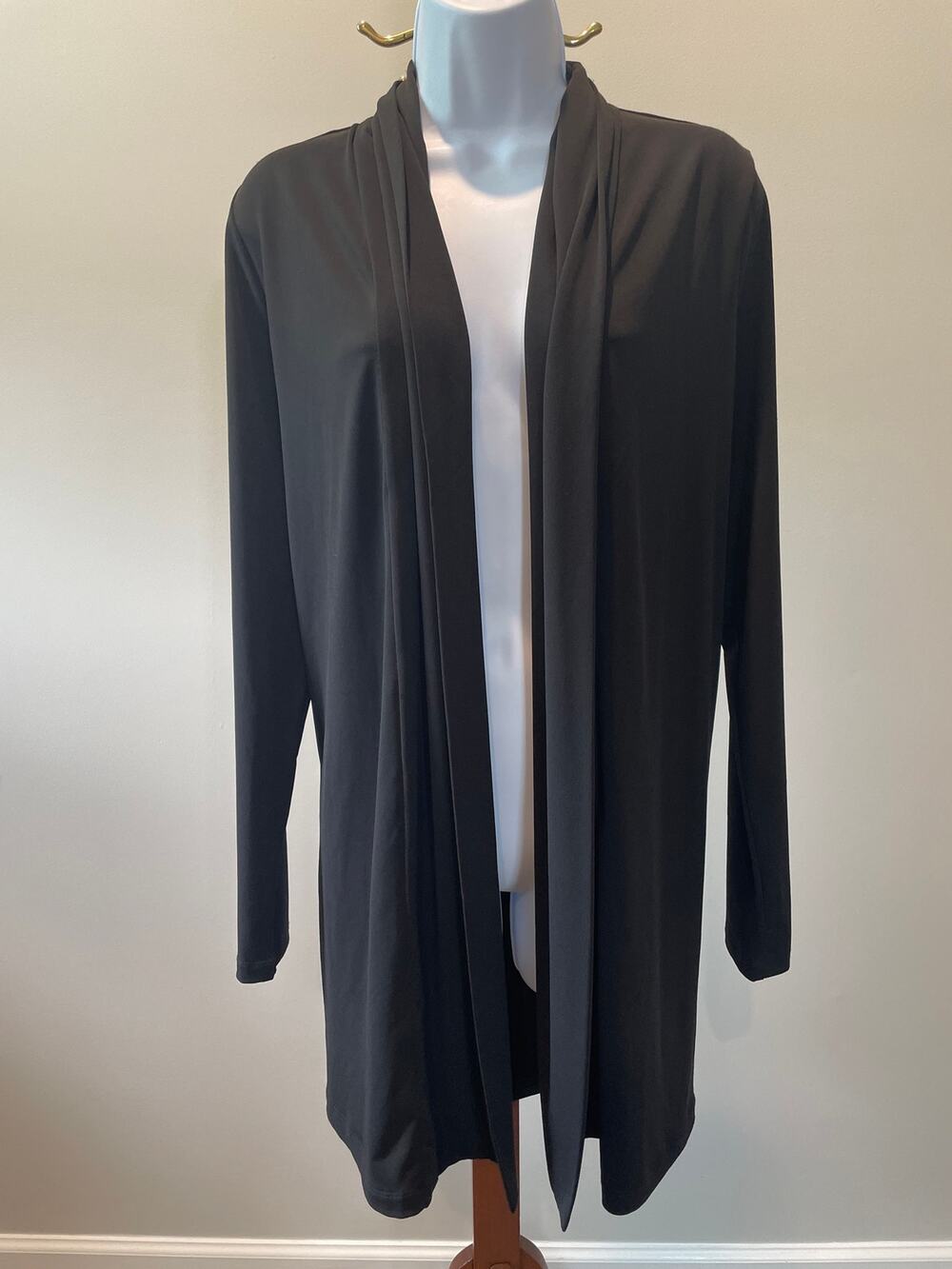 Joan Vass Size M Black Lightweight Wrap Sweater Rayon Knit